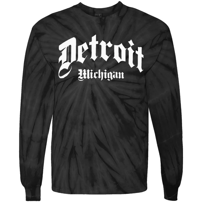 Detroit Michigan Old School Design Classic Tie-Dye Long Sleeve Shirt