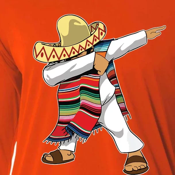 Dabbing Mexican Poncho Cinco De Mayo Sombrero Dab Cooling Performance Long Sleeve Crew