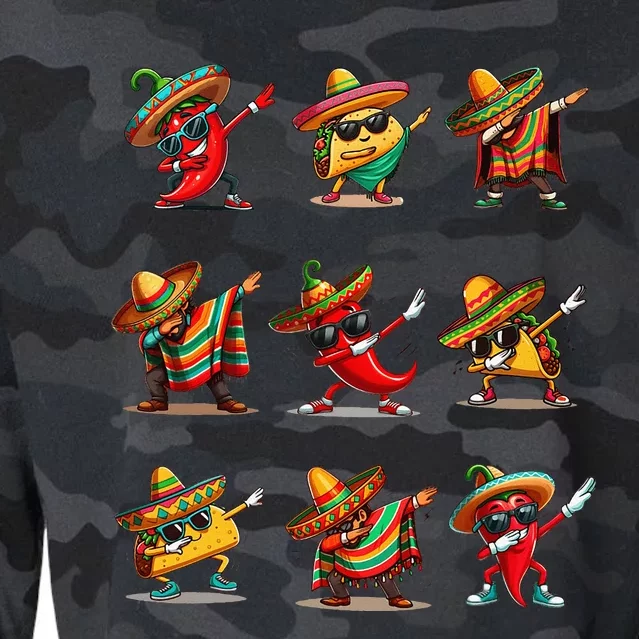 Dabbing Mexican Poncho Taco Cinco De Mayo Cropped Pullover Crew