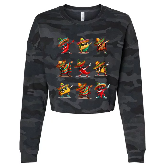 Dabbing Mexican Poncho Taco Cinco De Mayo Cropped Pullover Crew