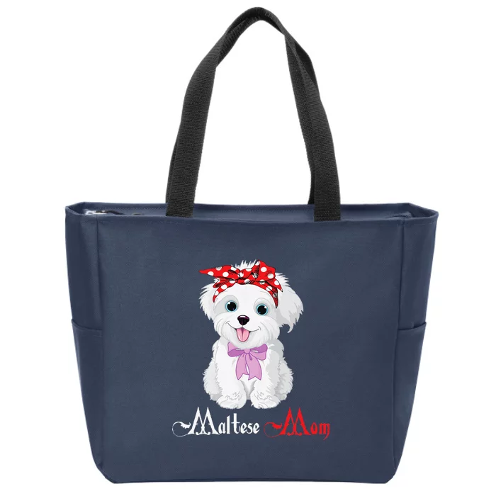 Dog Mama Puppy Mom Maltese Zip Tote Bag