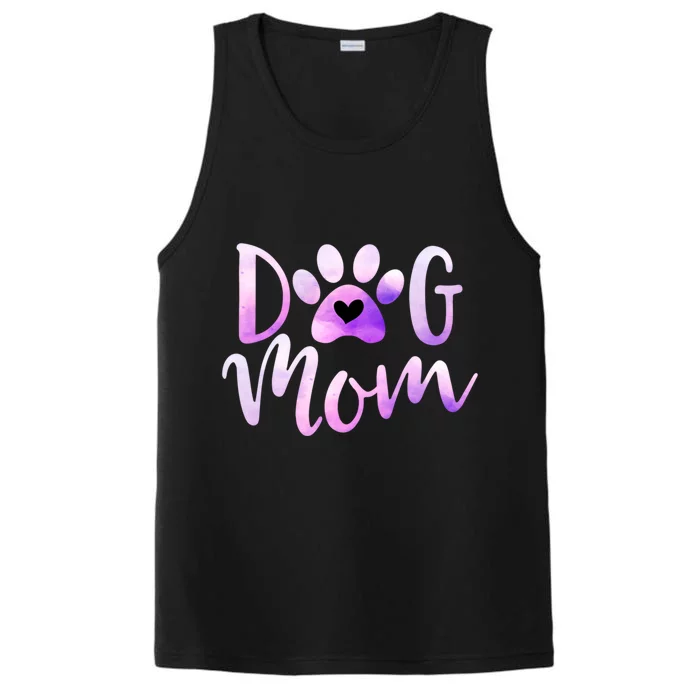 Dog Mom Purple Paw Love Rescue Dogs Cute Mama Gift Performance Tank