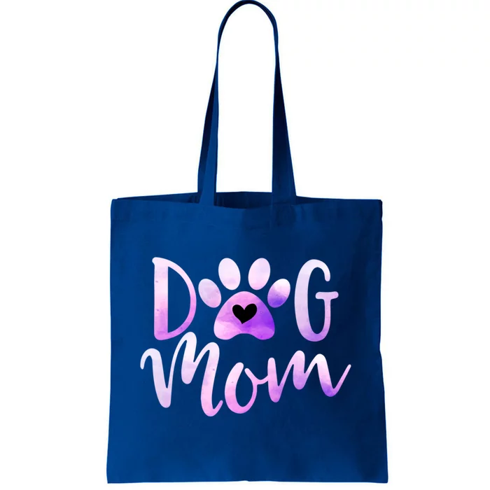 Dog Mom Purple Paw Love Rescue Dogs Cute Mama Gift Tote Bag