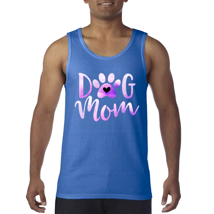 Dog Mom Purple Paw Love Rescue Dogs Cute Mama Gift Tank Top