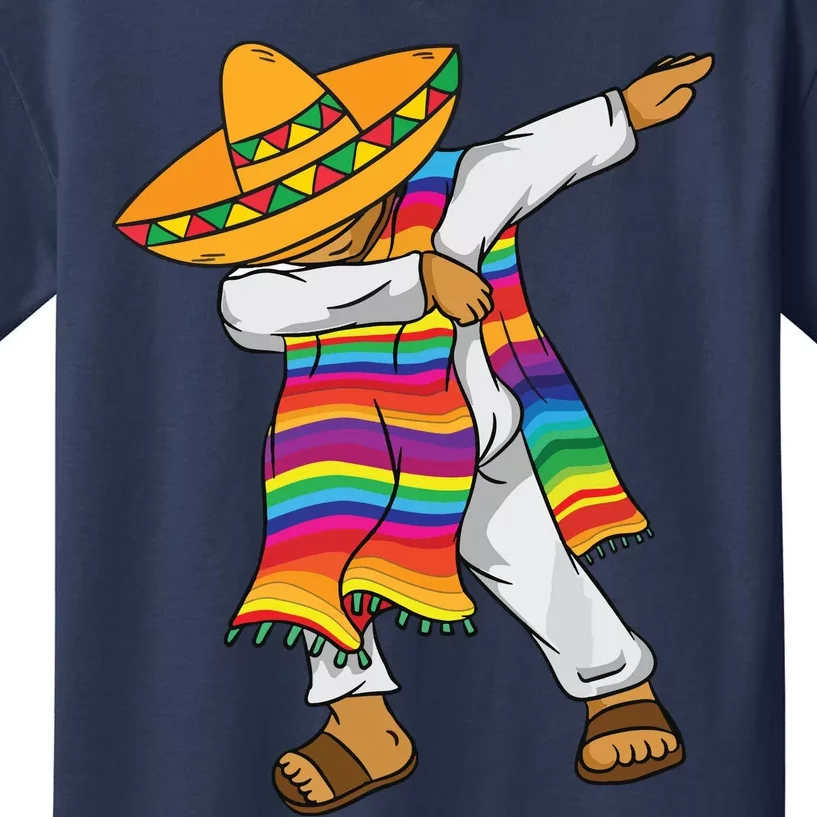 Dabbing Mexican Poncho Cinco De Mayo Kids T-Shirt