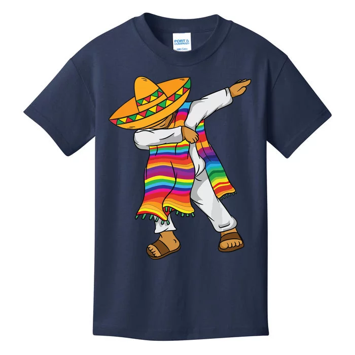 Dabbing Mexican Poncho Cinco De Mayo Kids T-Shirt