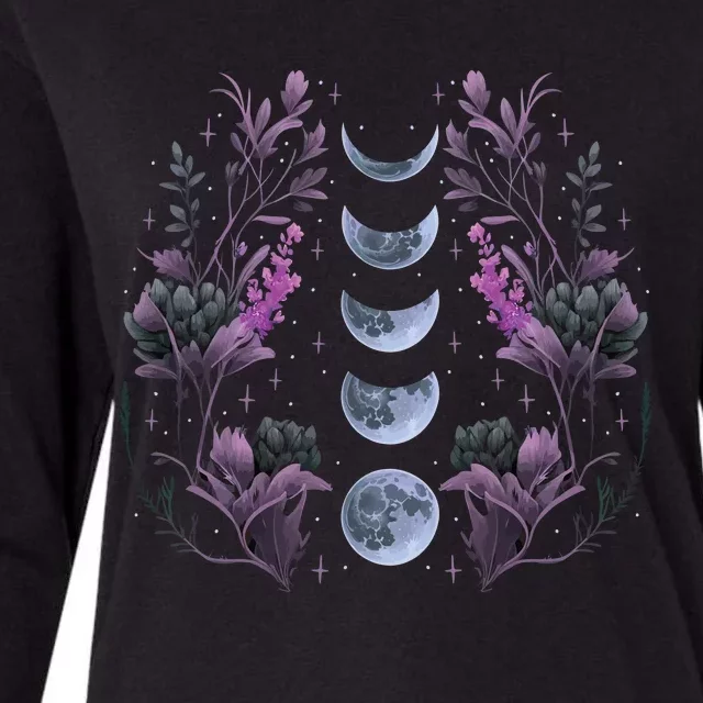 Dark Moon Phases Womens Cotton Relaxed Long Sleeve T-Shirt