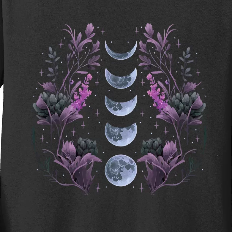 Dark Moon Phases Kids Long Sleeve Shirt