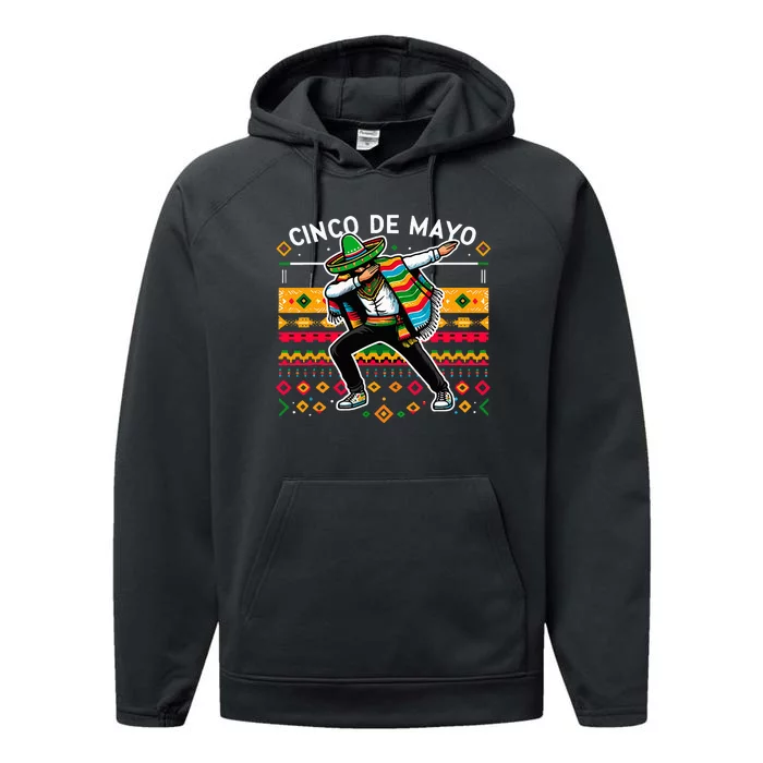 Dabbing Mexican Poncho Cinco De Mayo Fiesta Performance Fleece Hoodie