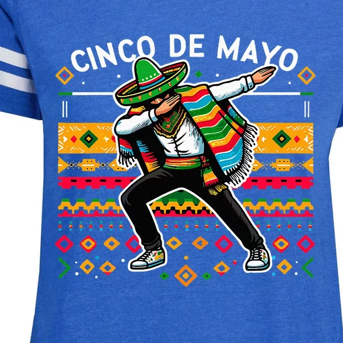 Dabbing Mexican Poncho Cinco De Mayo Fiesta Enza Ladies Jersey Football T-Shirt