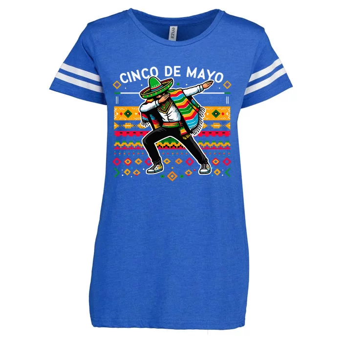 Dabbing Mexican Poncho Cinco De Mayo Fiesta Enza Ladies Jersey Football T-Shirt