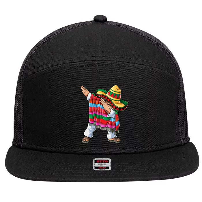 Dabbing Mexican Poncho Cinco De Mayo Boys Men Sombrero Dab 7 Panel Mesh Trucker Snapback Hat