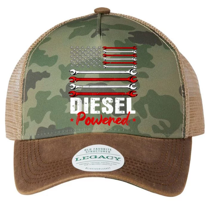 Diesel Mechanic Powered Patriotic American Flag Legacy Tie Dye Trucker Hat