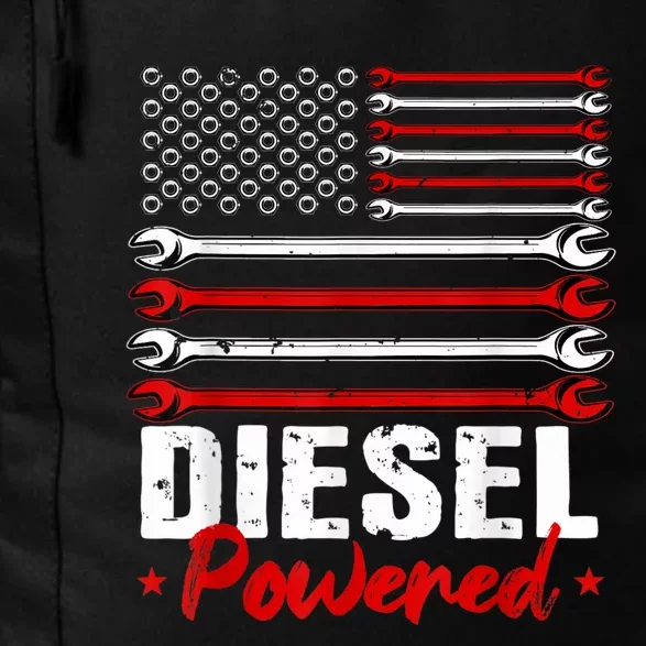 Diesel Mechanic Powered Patriotic American Flag Daily Commute Backpack