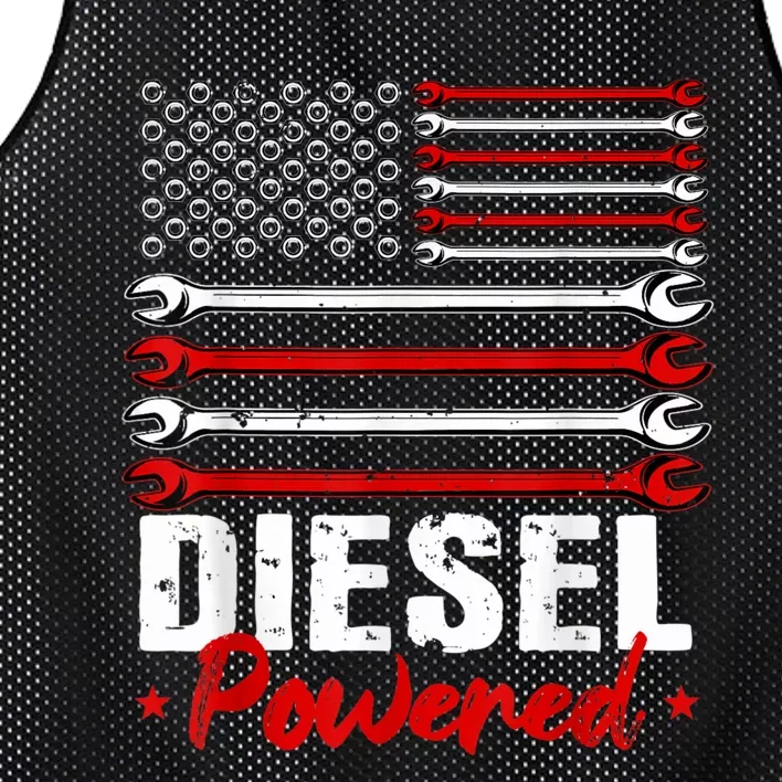 Diesel Mechanic Powered Patriotic American Flag Mesh Reversible Basketball Jersey Tank