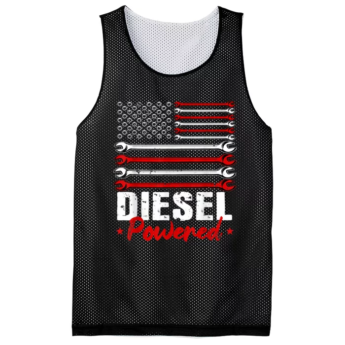 Diesel Mechanic Powered Patriotic American Flag Mesh Reversible Basketball Jersey Tank