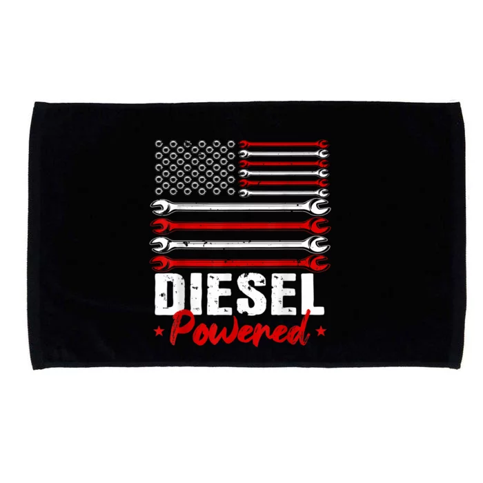 Diesel Mechanic Powered Patriotic American Flag Microfiber Hand Towel