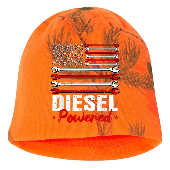 Diesel Mechanic Powered Patriotic American Flag Kati - Camo Knit Beanie