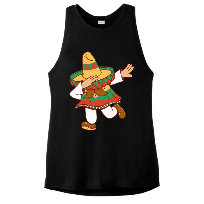 Dabbing Mexican Poncho Cinco de Mayo Dab Sombrero Ladies Tri-Blend Wicking Tank