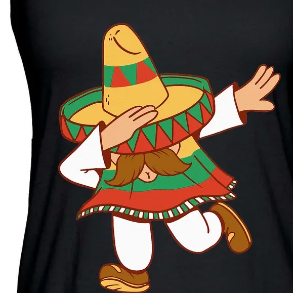 Dabbing Mexican Poncho Cinco de Mayo Dab Sombrero Ladies Essential Flowy Tank