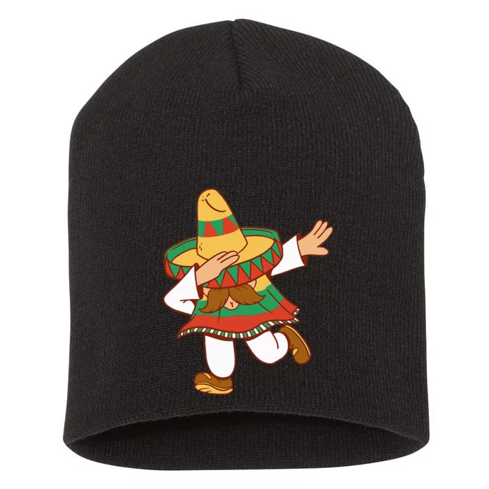 Dabbing Mexican Poncho Cinco de Mayo Dab Sombrero Short Acrylic Beanie