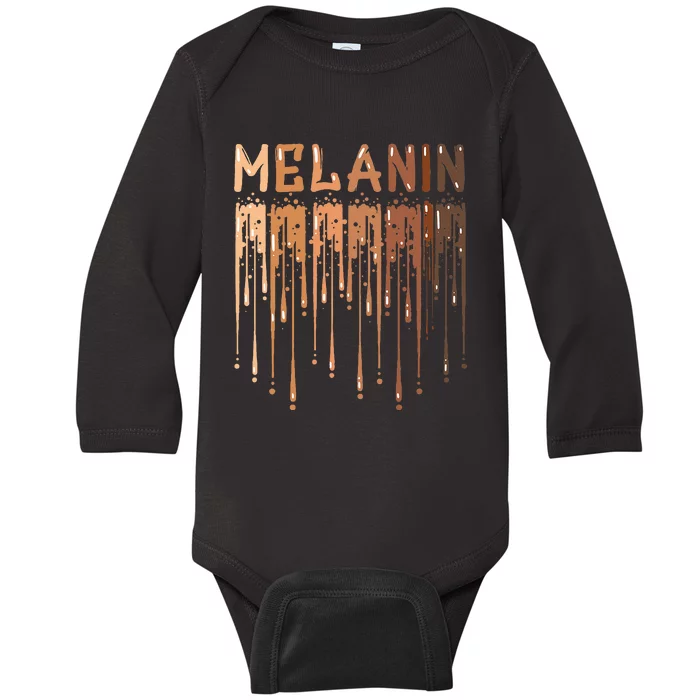 Drippin Melanin Pride Gifts Black History Month Baby Long Sleeve Bodysuit