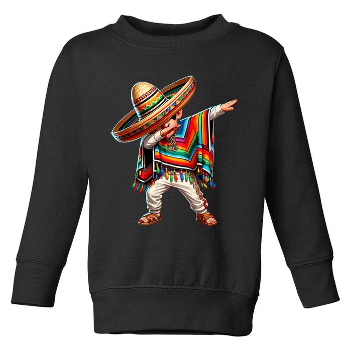 Dabbing Mexican Poncho Cinco De Mayo Mexican Boy Dabbing Poncho Toddler Sweatshirt