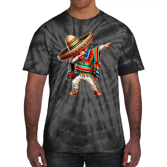 Dabbing Mexican Poncho Cinco De Mayo Mexican Boy Dabbing Poncho Tie-Dye T-Shirt