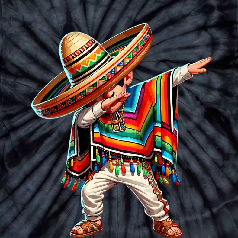 Dabbing Mexican Poncho Cinco De Mayo Mexican Boy Dabbing Poncho Tie-Dye T-Shirt