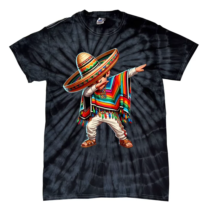 Dabbing Mexican Poncho Cinco De Mayo Mexican Boy Dabbing Poncho Tie-Dye T-Shirt