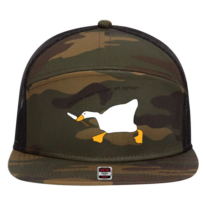 Duck Murder Peace Was Never An Option 7 Panel Mesh Trucker Snapback Hat