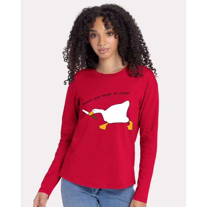 Duck Murder Peace Was Never An Option Womens Cotton Relaxed Long Sleeve T-Shirt