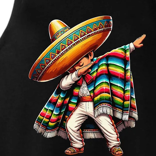 Dabbing Mexican Poncho Cinco De Mayo Ladies Tri-Blend Wicking Tank