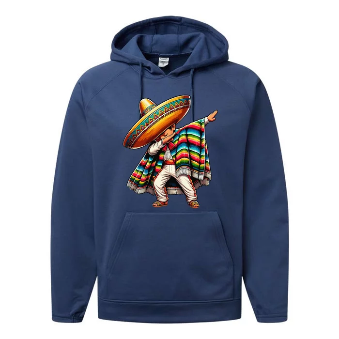 Dabbing Mexican Poncho Cinco De Mayo Performance Fleece Hoodie