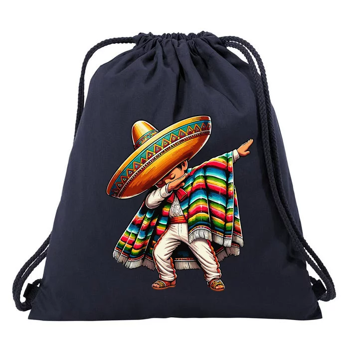 Dabbing Mexican Poncho Cinco De Mayo Drawstring Bag