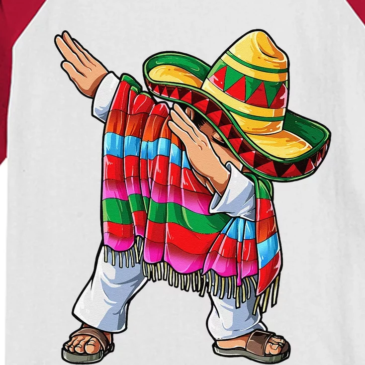 Dabbing Mexican Poncho Cinco De Mayo Sombrero Dab Kids Colorblock Raglan Jersey