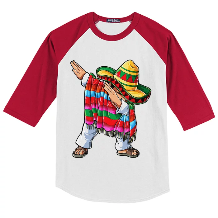 Dabbing Mexican Poncho Cinco De Mayo Sombrero Dab Kids Colorblock Raglan Jersey