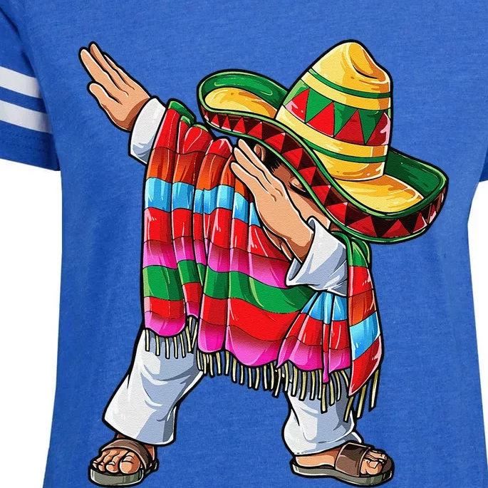 Dabbing Mexican Poncho Cinco De Mayo Sombrero Dab Enza Ladies Jersey Football T-Shirt