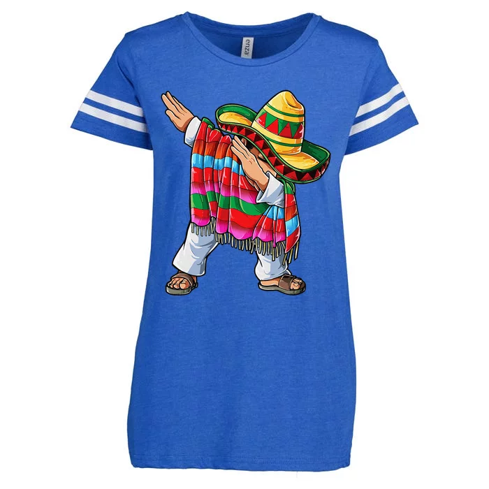 Dabbing Mexican Poncho Cinco De Mayo Sombrero Dab Enza Ladies Jersey Football T-Shirt