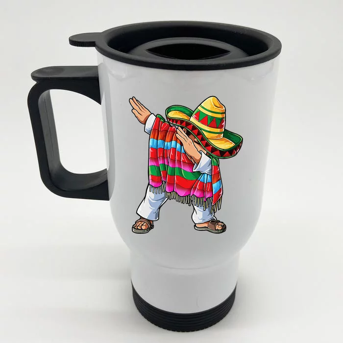 Dabbing Mexican Poncho Cinco De Mayo Sombrero Dab Front & Back Stainless Steel Travel Mug