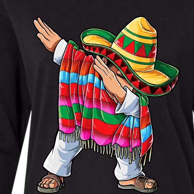 Dabbing Mexican Poncho Cinco De Mayo Short Sleeve Sombrero Dab Womens Cotton Relaxed Long Sleeve T-Shirt