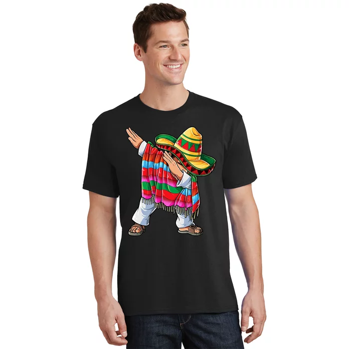 Dabbing Mexican Poncho Cinco De Mayo Short Sleeve Sombrero Dab T-Shirt