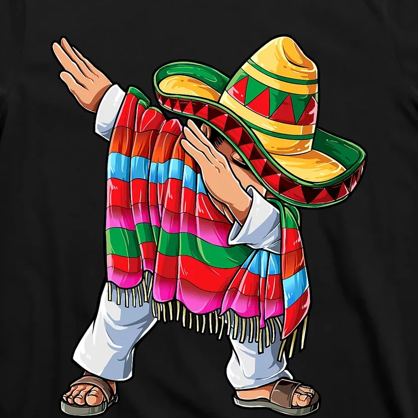 Dabbing Mexican Poncho Cinco De Mayo Short Sleeve Sombrero Dab T-Shirt