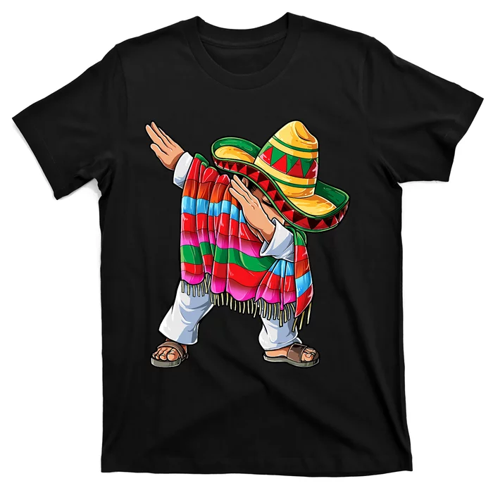 Dabbing Mexican Poncho Cinco De Mayo Short Sleeve Sombrero Dab T-Shirt