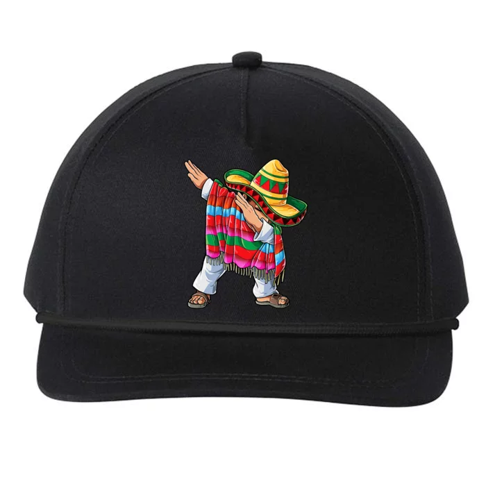 Dabbing Mexican Poncho Cinco De Mayo Short Sleeve Sombrero Dab Snapback Five-Panel Rope Hat