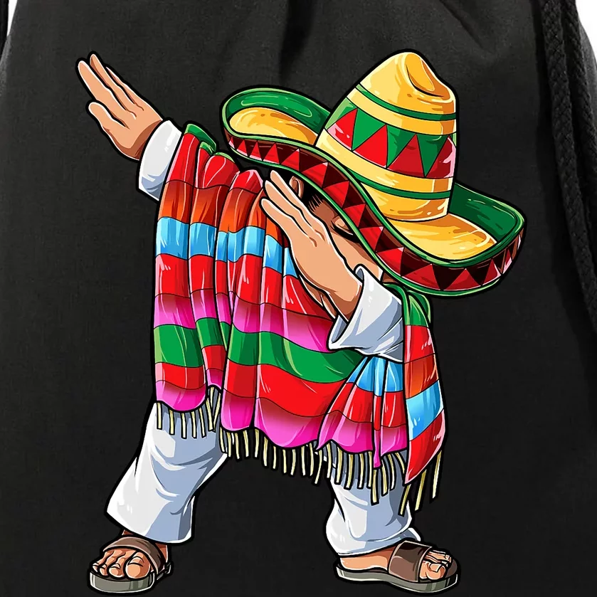 Dabbing Mexican Poncho Cinco De Mayo Short Sleeve Sombrero Dab Drawstring Bag