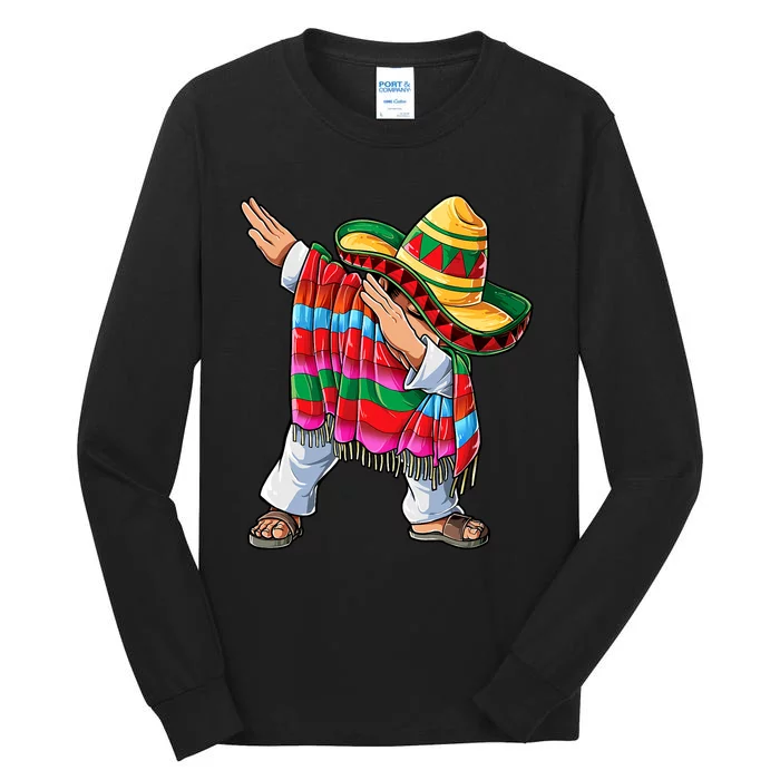 Dabbing Mexican Poncho Cinco De Mayo Short Sleeve Sombrero Dab Tall Long Sleeve T-Shirt