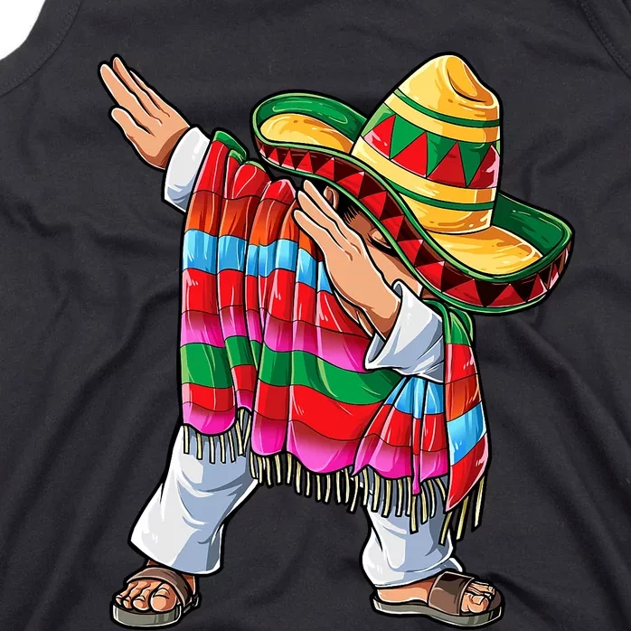 Dabbing Mexican Poncho Cinco De Mayo Short Sleeve Sombrero Dab Tank Top