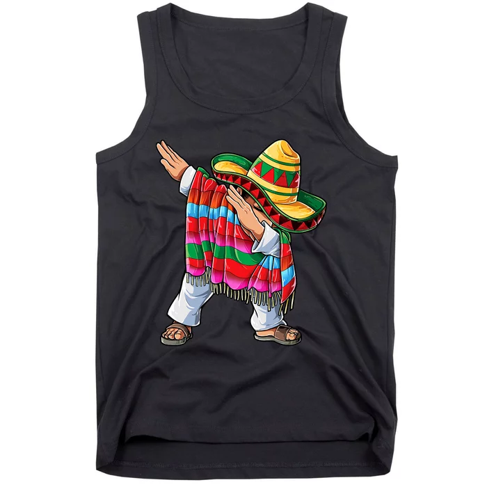 Dabbing Mexican Poncho Cinco De Mayo Short Sleeve Sombrero Dab Tank Top