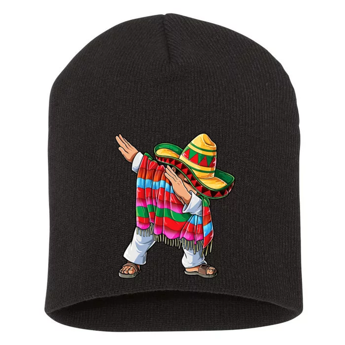 Dabbing Mexican Poncho Cinco De Mayo Short Sleeve Sombrero Dab Short Acrylic Beanie